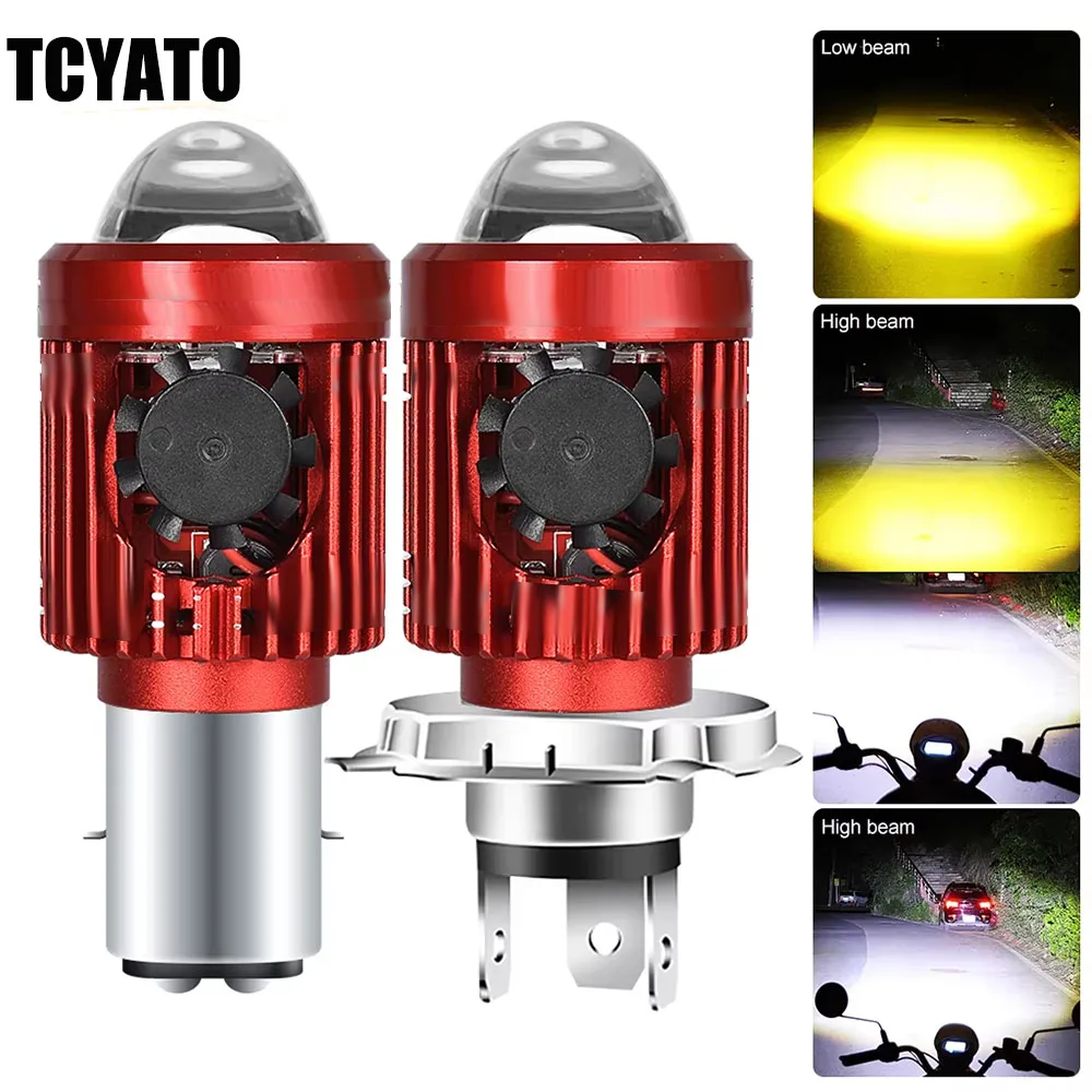 10000LM H4/H6 12V LED Motorcycle Headlight Bulb Moto Spotlights CSP Lens White Yellow Hi Lo Lamp Scooter Accessories Fog Lights