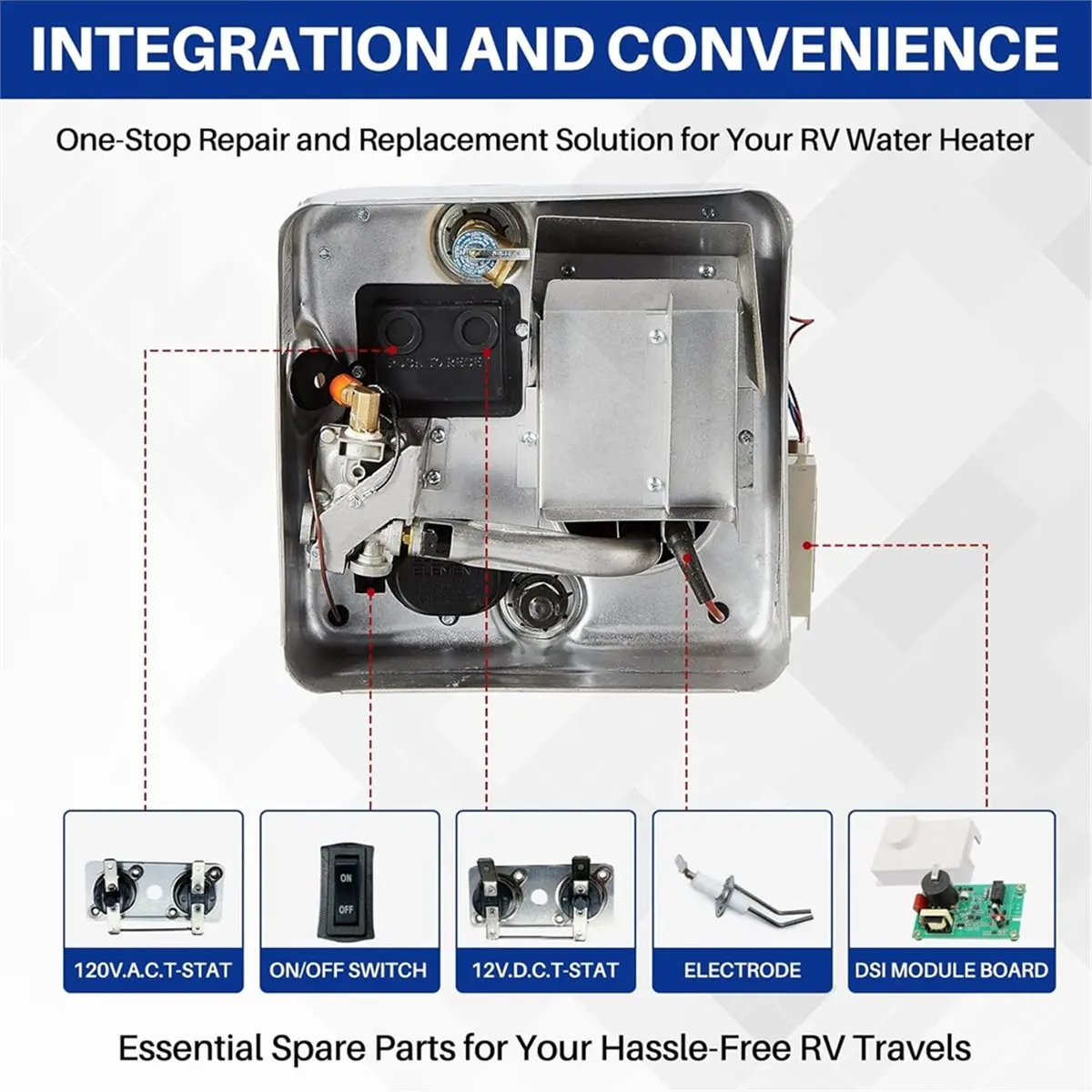 update. RV Water Heater Parts Spare Kit for Suburban, 520814 Control Circuit Board, 232306 & 232282 T-STAT and E.C.O Switch