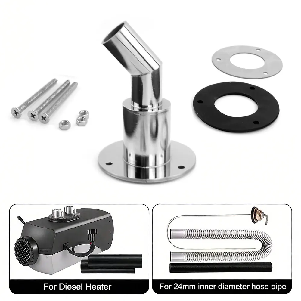 

24mm Thru Hull Exhaust Fitting Tube Pipe Joint Socket Hardware Stainless Steel Air Diesel Vent Heater Parts for Car Boat Truck