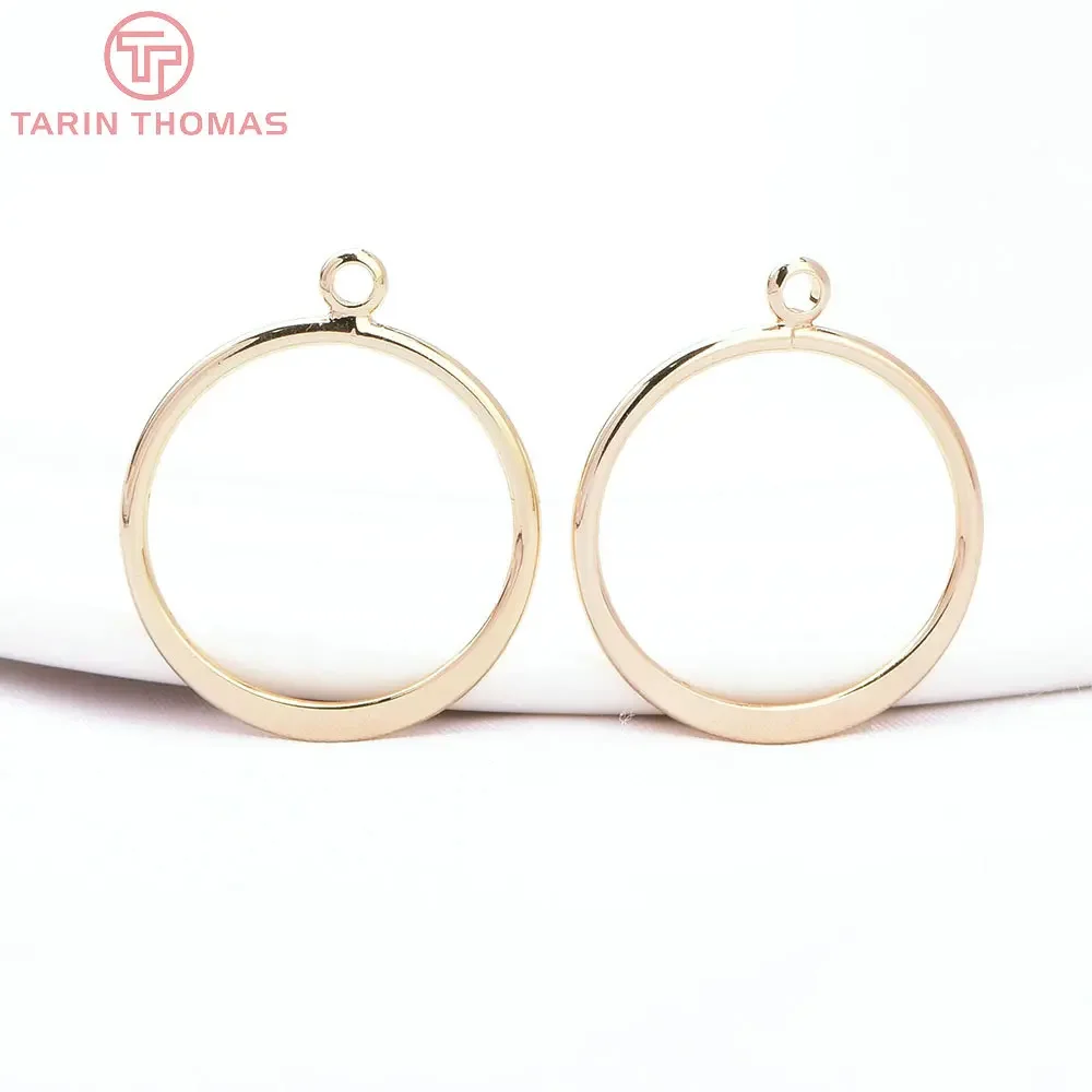 (8685) 10PCS 18MM 24K Gold Color Brass Circular Charms Pendants High Quality Jewelry Making Findings Accessories Wholesales