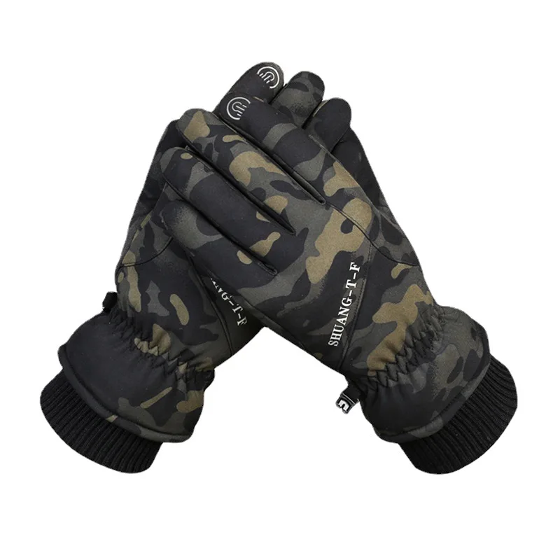 Winter Thickened Velvet Thermal Ski Gloves for Men and Women Windproof Waterproof Outdoor Motorcycle Riding Touch Screen Couple