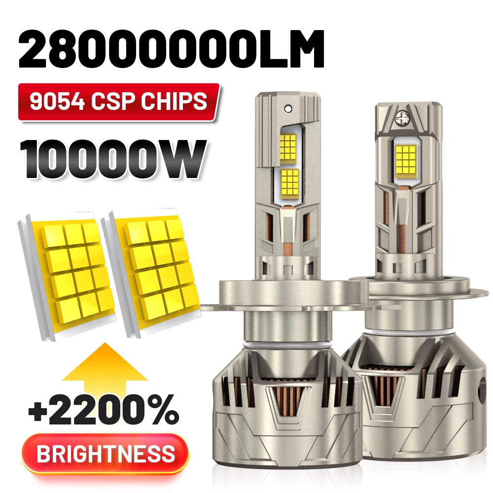 

Светодиодные фары 10000 Вт H1 H4 H7, 28000000 лм, LED Canbus автомобильные лампы H11 H8 9005 9006 HB3 HB4 9012, противотуманные фары, автомобильное освещение, 4 медные трубки
