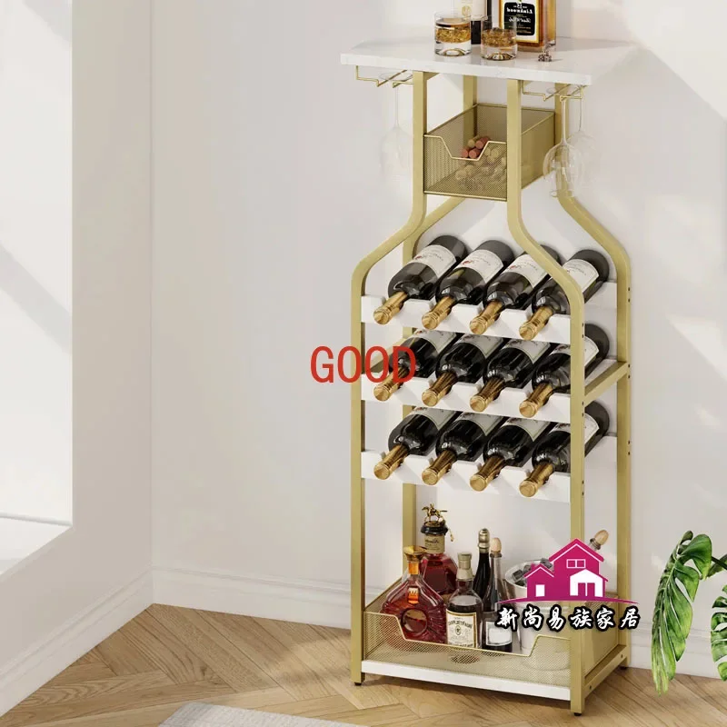 

Nordic Iron Wine Rack Living Room Display Stand Wine Cabinet Floor-Standing