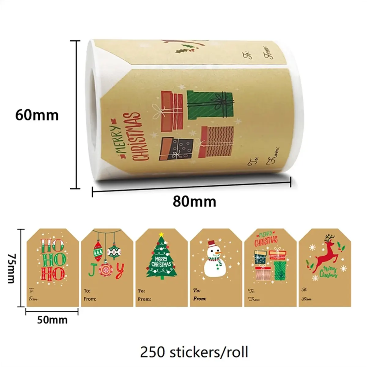 im Angebot: 500 Stück Weihnachtsgeschenke-Tags, selbstklebende Weihnachtsetiketten, klassisches Weihnachtsgeschenk, Namensschilder, Abziehbilder für Festival-Partys