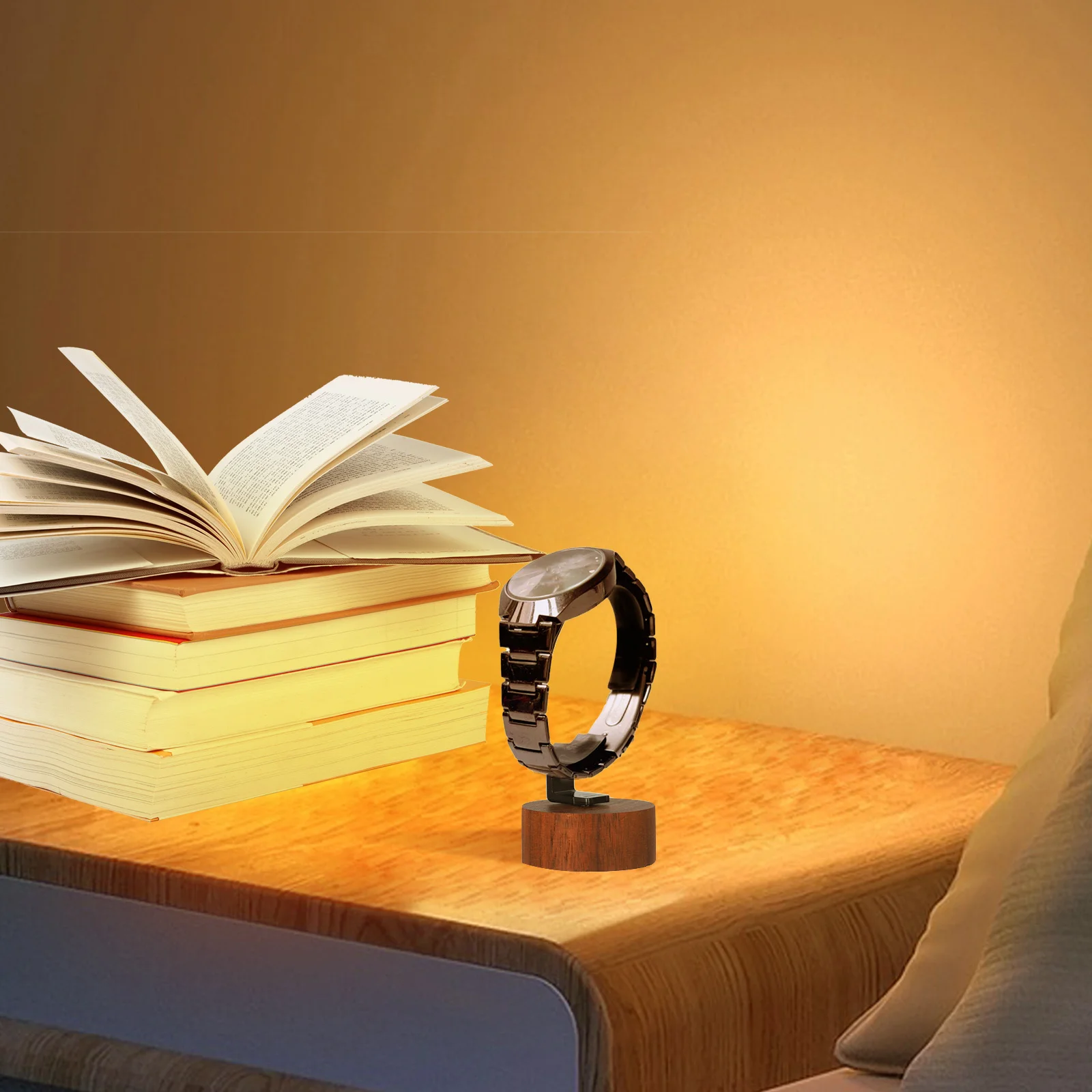 

Watch Display Stand Acrylic C-Ring Black Walnut Wood Base Men Women Wristwatch Holder Retail Organizer Watch Storage Holder