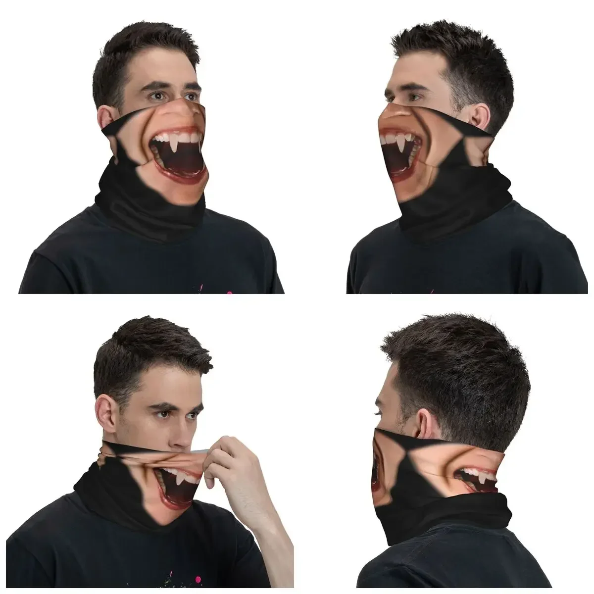 Horror Vampire Fangs Bandana Neck Warmer Women Men Winter Ski Tube Scarf Gaiter Devil Ghost Face Cover