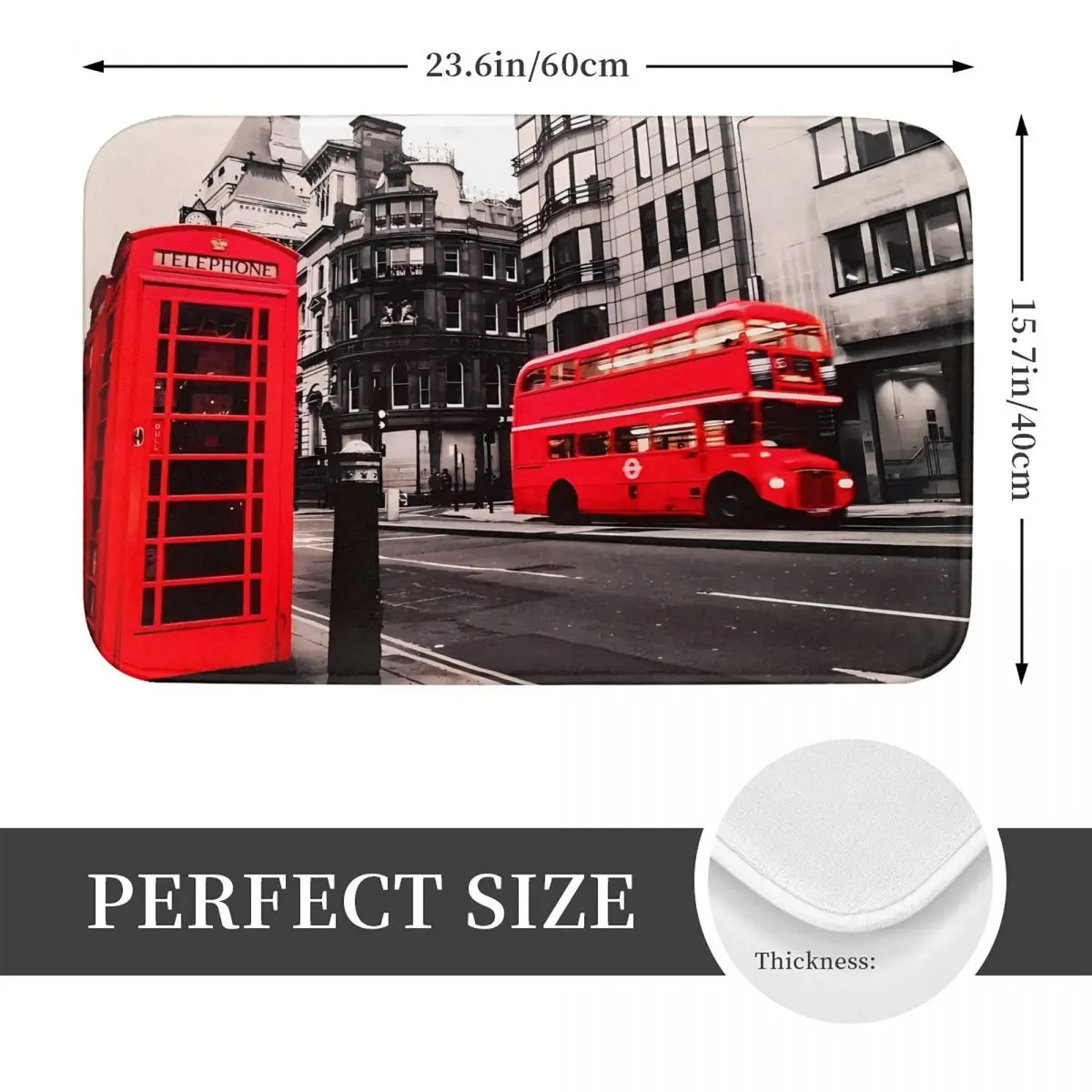 Vintage London Call Box Floor Mat Kitchen Shower Door Bus Car Bath Mat Quick-Drying Vintage Bathroom Rug Anti Slip Toilet Mat