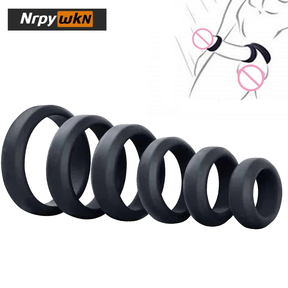 6Pcs/Set Cock Rings with 6 Different Size , Soft Silicone Penis Ring Cockring Set for Men or Couples