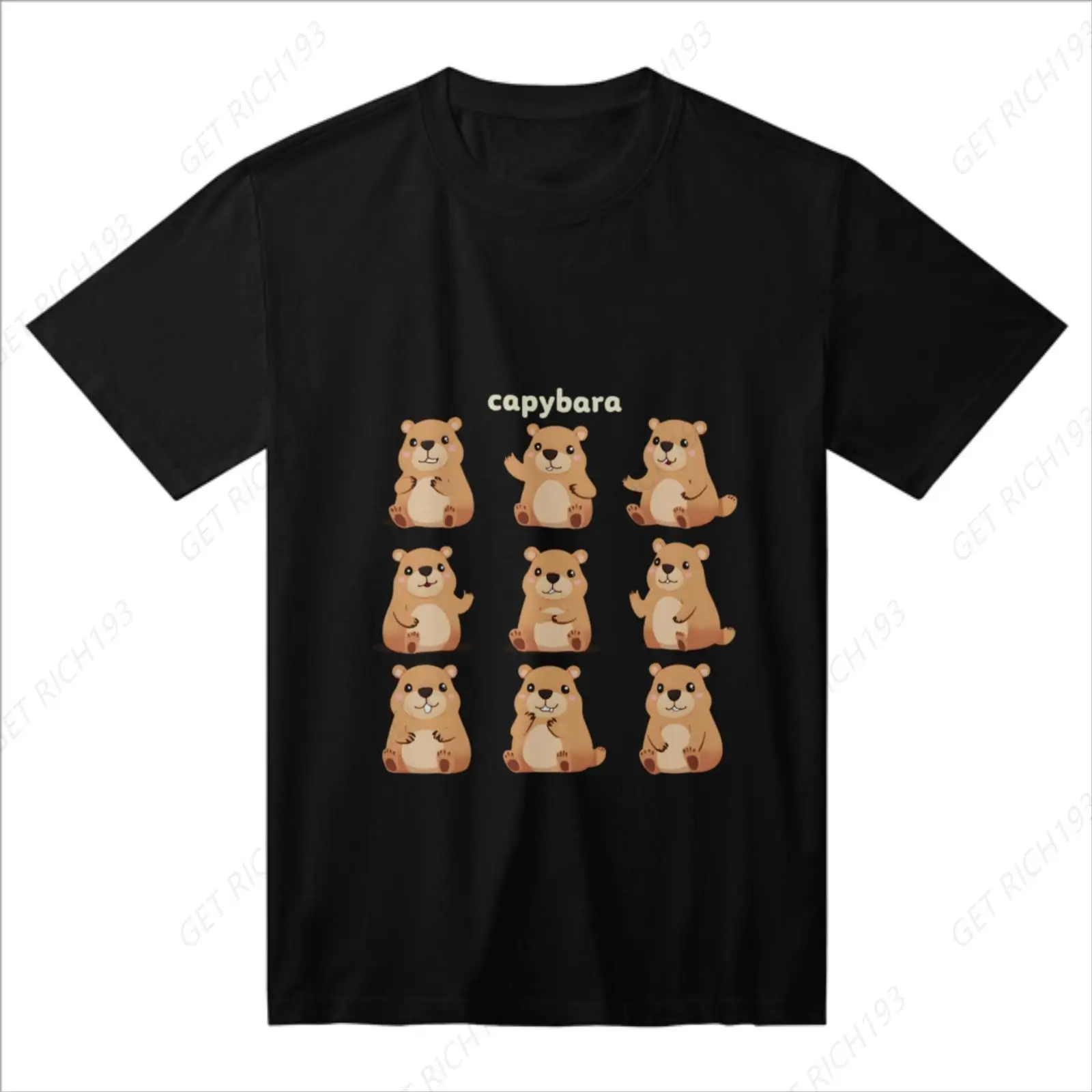 Cartoon Beavers Grid T-Shirt Men'S Round Neck Soft Breathable Fabric Pet  Cute Animal Short Sleeve