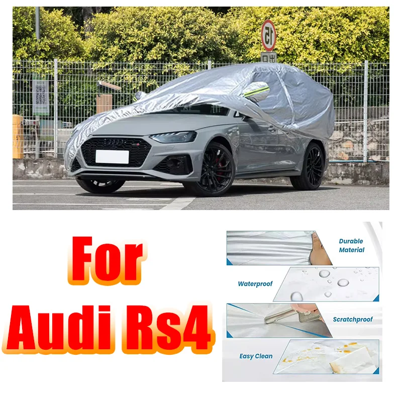 

Автомобильный чехол, уличный полный внешний снежный чехол, солнцезащитный козырек, водонепроницаемая пылезащитная защита со светоотражающими полосами для Audi Rs4