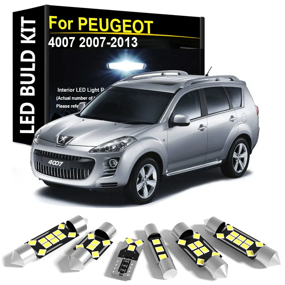 

Car Interior Light LED 5Pcs For PEUGEOT 4007 2007 2008 2009 2010 2011 2012 2013 Map Dome Trunk Light Accessories Canbus No Error