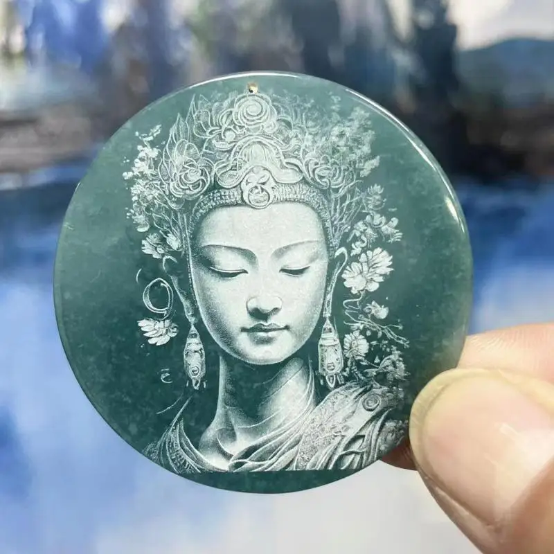 

Myanmar Grade A Jadeite Dragon Necklace Men Women Fine Jewelry Burma Blue Water Jade Green Tara Guanyin Buddha Pendant Necklaces