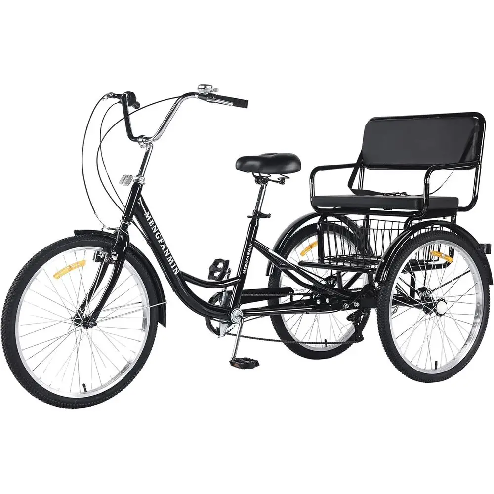 

7-Speed 24 Adult Trike with Child Seat or Rear Basket, Suitable for Men, Women, and Seniors, 550lb Capacity