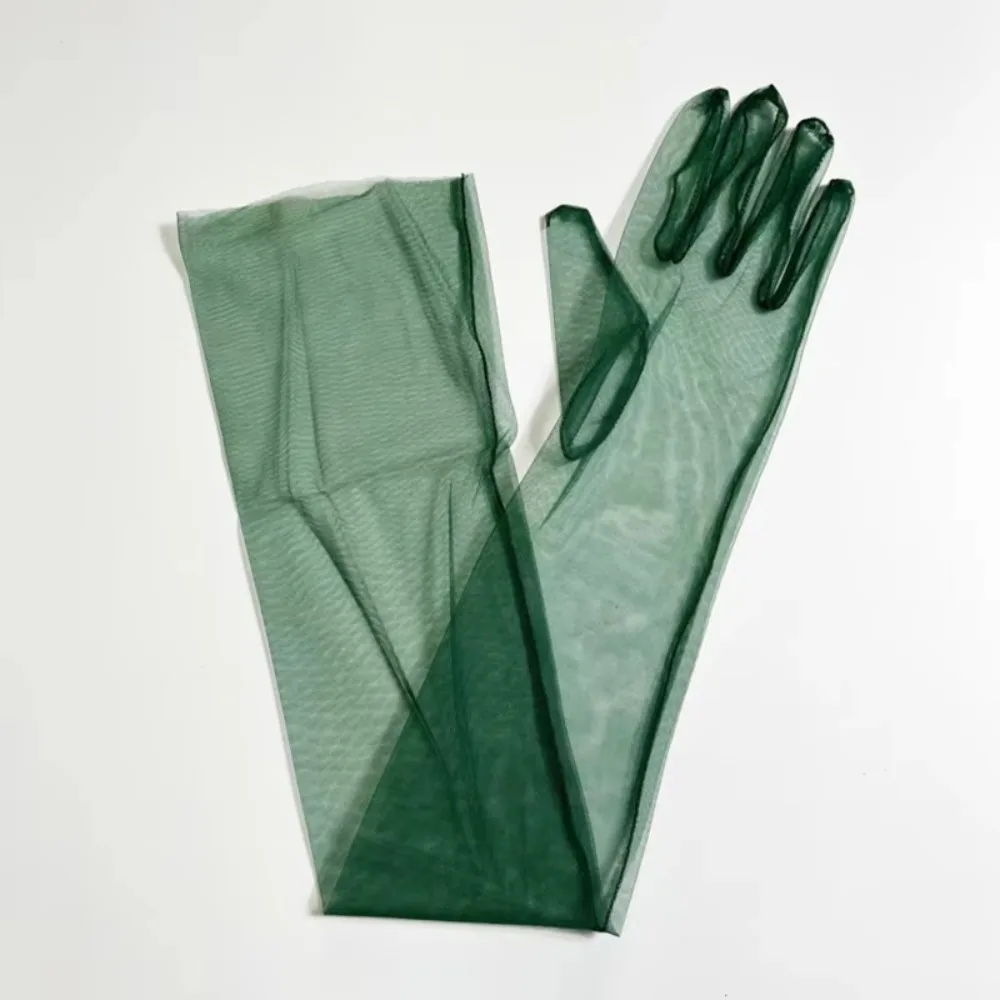 Fashion 70cm Long Sheer Gloves Ultra Thin Stretchy Mesh Elbow Gloves Full Finger Mittens Halloween Accessory