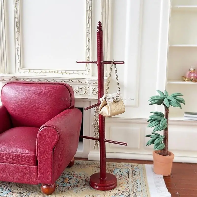 골동품 인형 집 옷걸이 주최자 소형 가구 코트 랙 입상 1/12 소형 거실 설정 소품