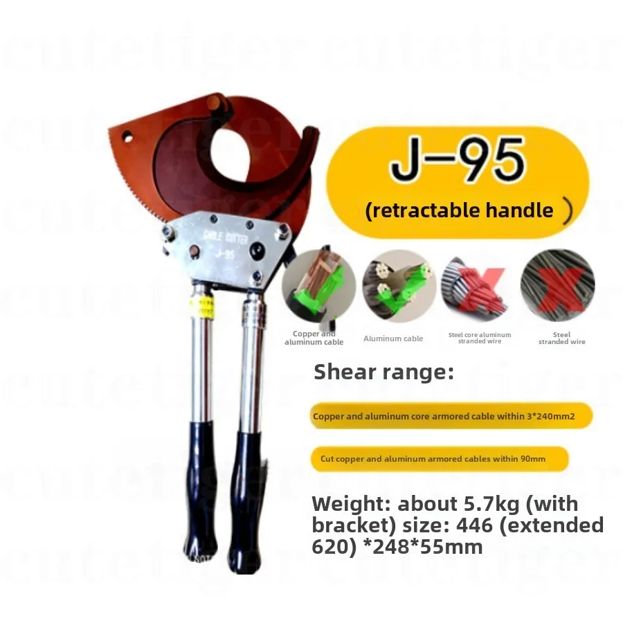 J40 J52 J75 J95 Ratchet Wire Cutters for 3X120mm Cable Manual Steel Stranded Copper and Aluminum Wire Cutters