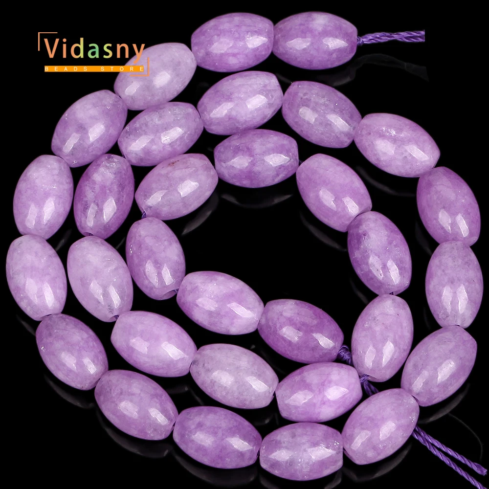 8x12mm Natursteine Lila Chalcedon Reiskorn-Form Lose Perlen für Schmuckherstellung Passend für DIY Armbänder Halsketten Zubehör – Detail 3