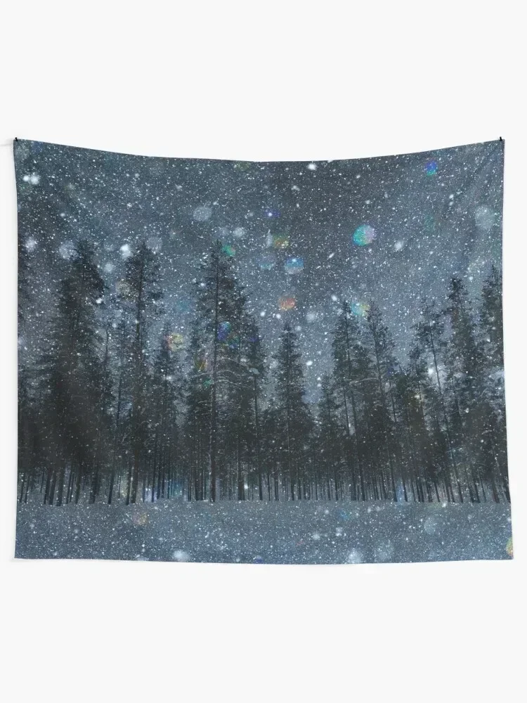 Midnight Forest Snowfall Tapestry Decoration Bedroom Cute Room Decor Tapestry