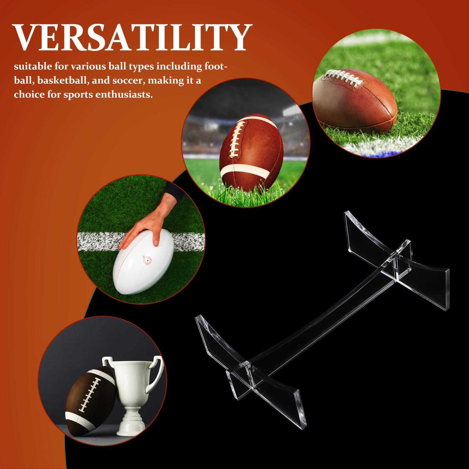 

2 Pcs Football Bracket Acrylic Basketball Stand Display Holder Organizer Storage Autographed