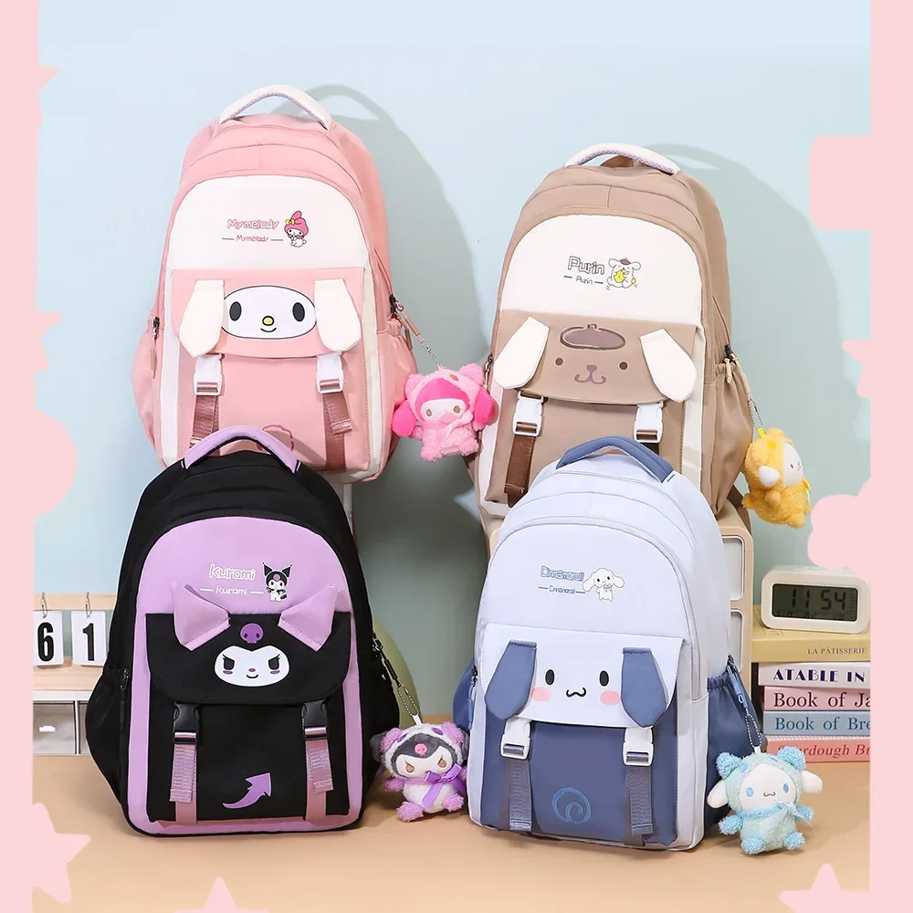 

Cartoon Sanrio Hello Kittys Backpack with Plush Doll Charm Kawaii Girl Large Capacity Cute Anime Student School Bag Holiday Gift