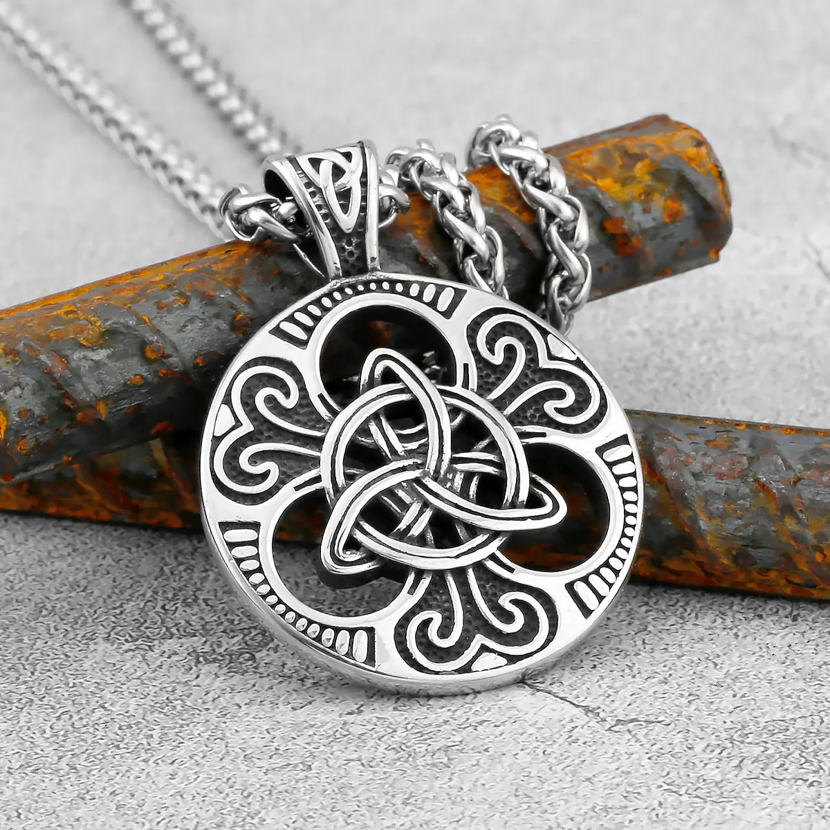 Retro Norse Rune Celtic Knot Necklace Gold Color Stainless Steel Viking Symbols Valknut Pendant Punk Male Gift Jewelry Wholesale - Image 4