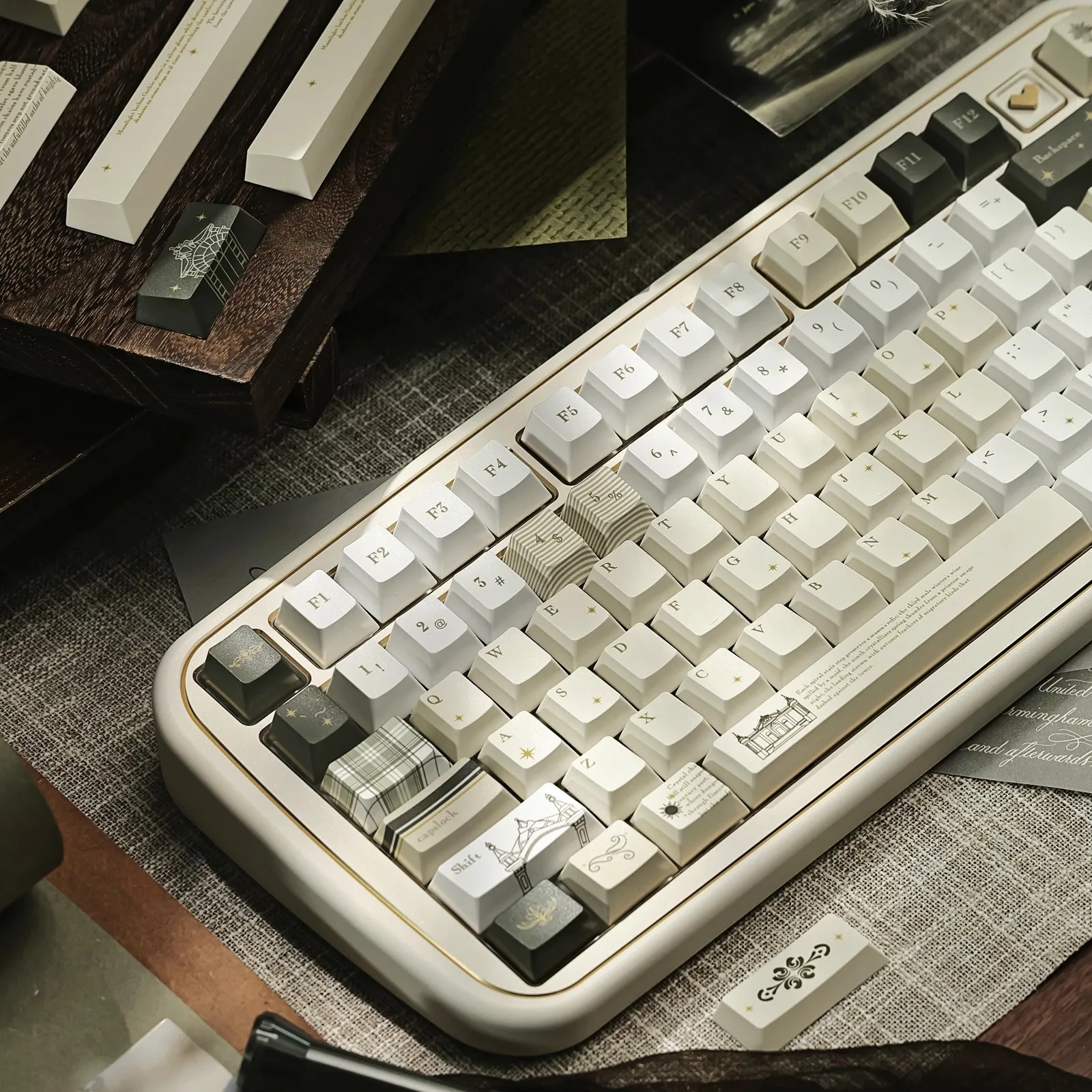 

Fog Hidden Manor Keycaps Original PBT Five-sided Sublimation Customized Mechanical Keyboard Keycaps Retro Original Keycaps