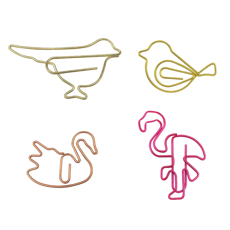 Bird Shape Paper Clips Flamingo Owl Bat Paper Pins Paperclip Swan Stationery Store Creative Office Stationery Metal Paper Clip