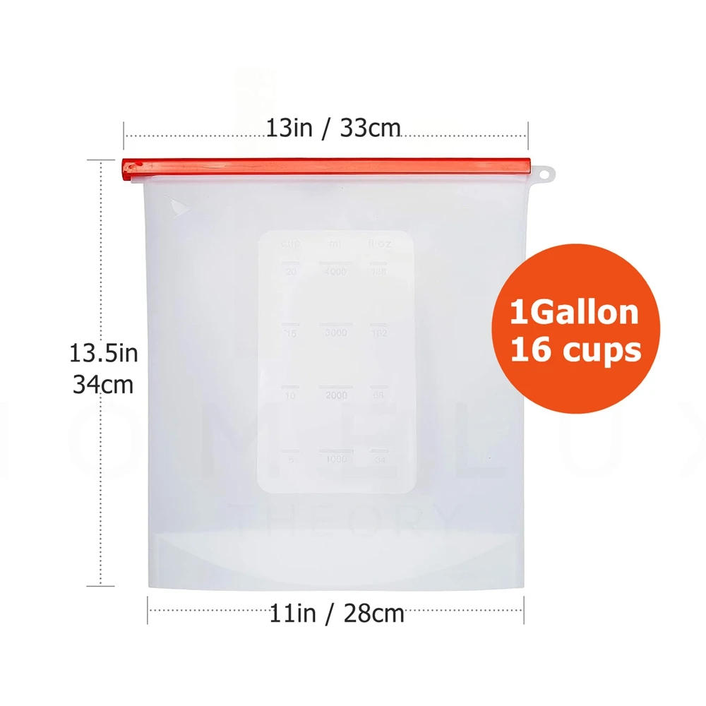 Silicone Food Storage Container Extra Large Food Storage Bag 4L Silicone Freezer Bag for Marinate Picnic Reusable Fresh Wrap Bag