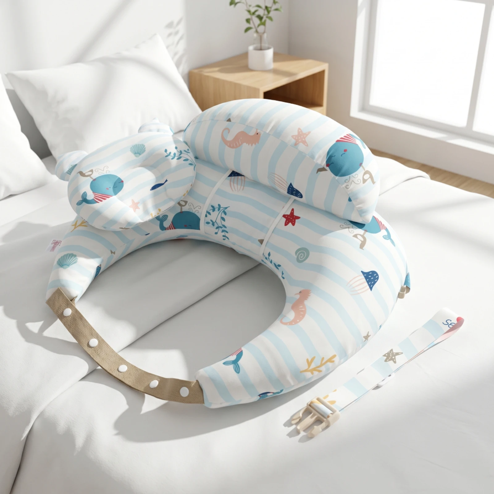Nursing Pillow with Baby Pillow Curved Infant Support Cushion Supportive Stable for Newborns, Breastfeeding