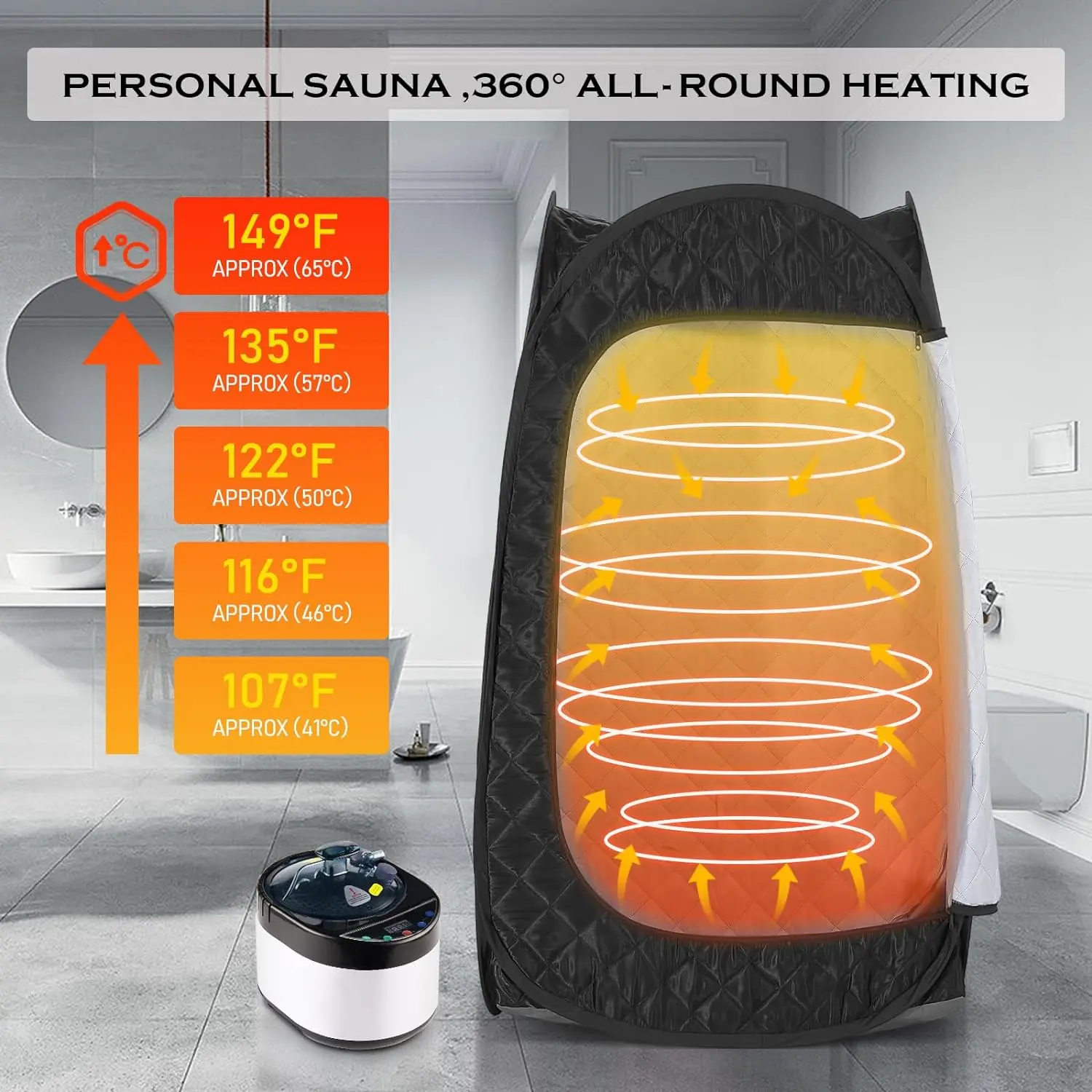 Sauna Uap Portabel Hitam 4L Steamer Sauna Uap Portabel untuk Dijual