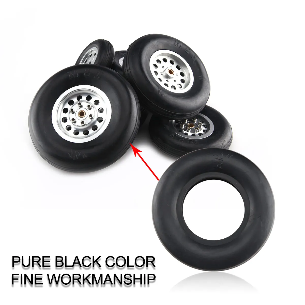 1 Pair 1.75/ 2.5/ 3/ 3.5/ 4/ 4.5 inch Hollow Rubber Wheel Replacement Spare Tires For RC Model