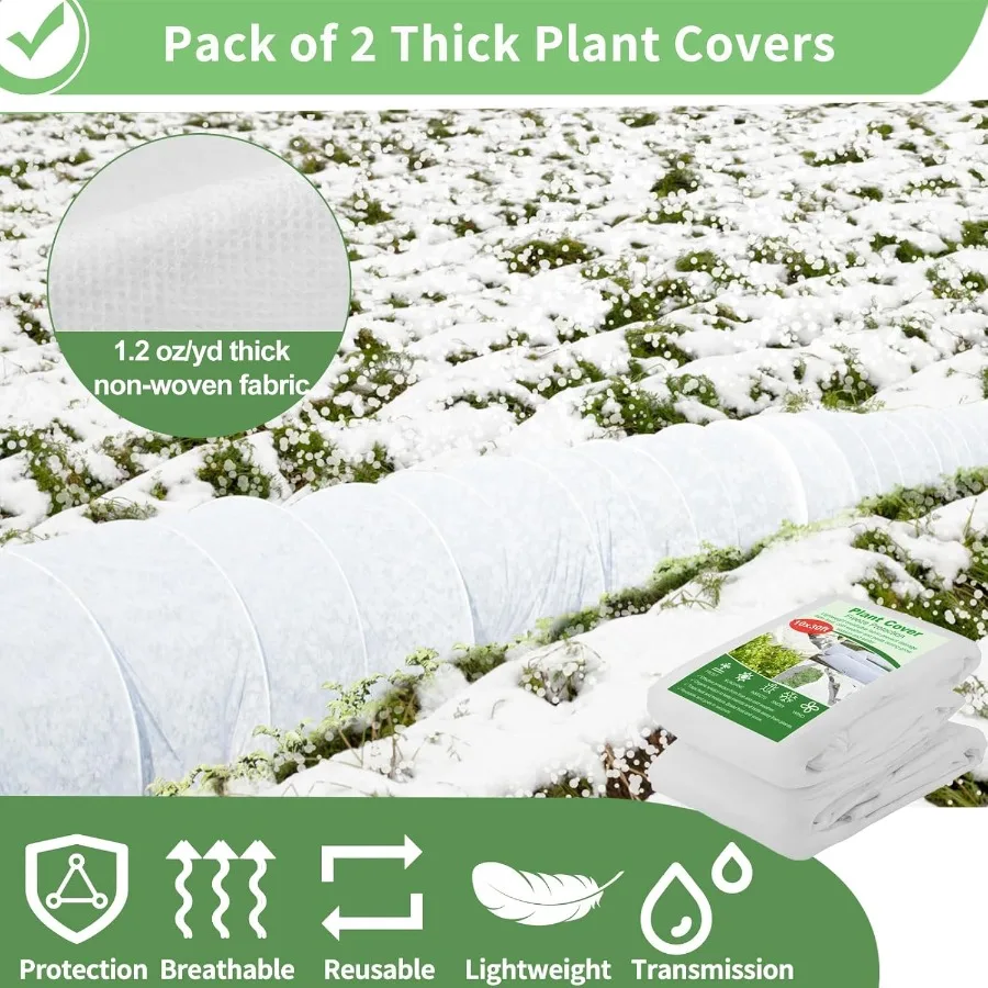 2 Packs Plant Covers Freeze Protection 10 x 30 FT 1.2 oz yd Frost Cloth Blankets Large Thicker Garden Floating Row Cover Fabric