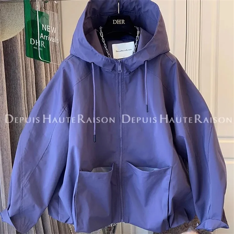 Coat Women new Coats and Jackets Unique Casual Silhouette Hooded Windbreaker Coat Women's Short Coat Autumn Loose Cardigan Coat