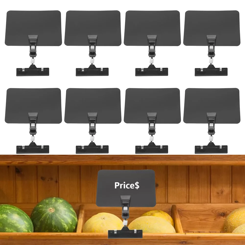 8Pcs Detachable Basket Label Clip Waterproof Mini Chalkboard Signs Sale For Retail Store Label Discount Signage Stand Black
