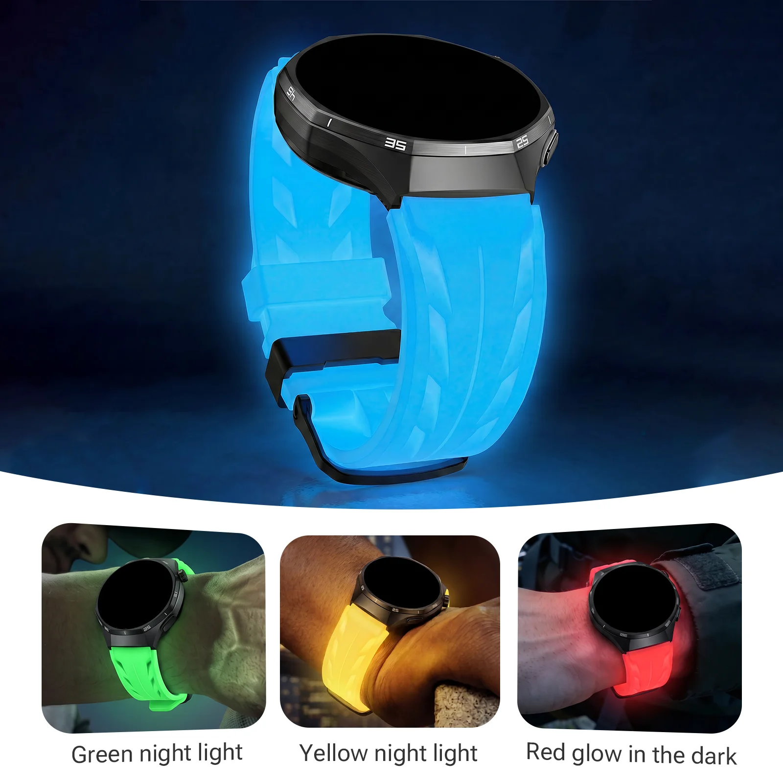สายนาฬิกาเรืองแสงขนาด 20/22 มม - Silicone Watch Band 22Mm บทวิจารณ์และราคา