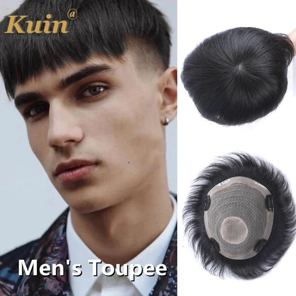 

Парик из натуральных волос с заколкой из натуральных черных волос Remy, машинная заколка для парика, система замены волос для мужчин