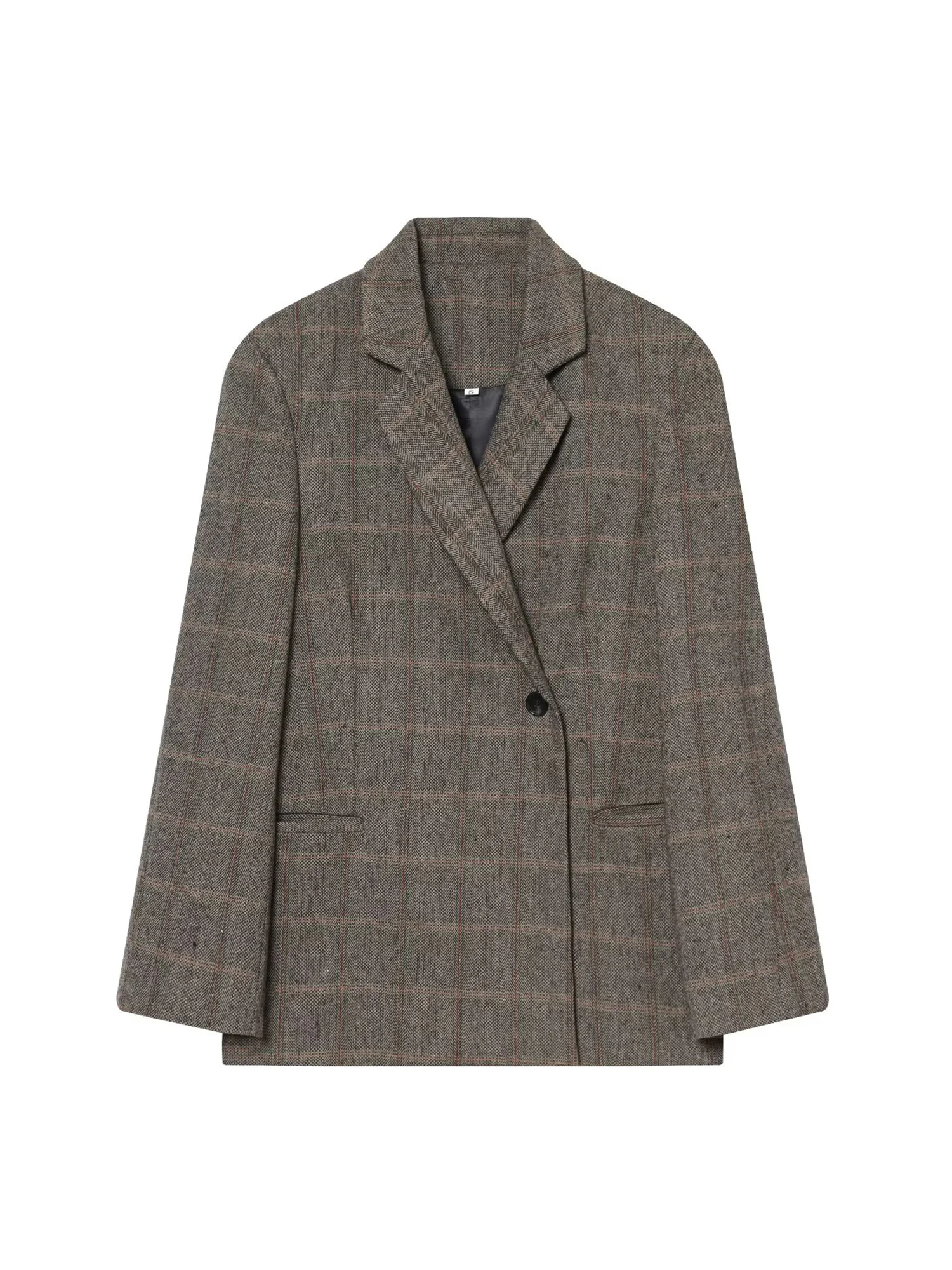 

Women's Brown Plaid Blazer Jacket Y2k Harajuku 2000s Vintage Long Sleeve Single Breasted Suit Coat Outerwear Autum Clothes 2025