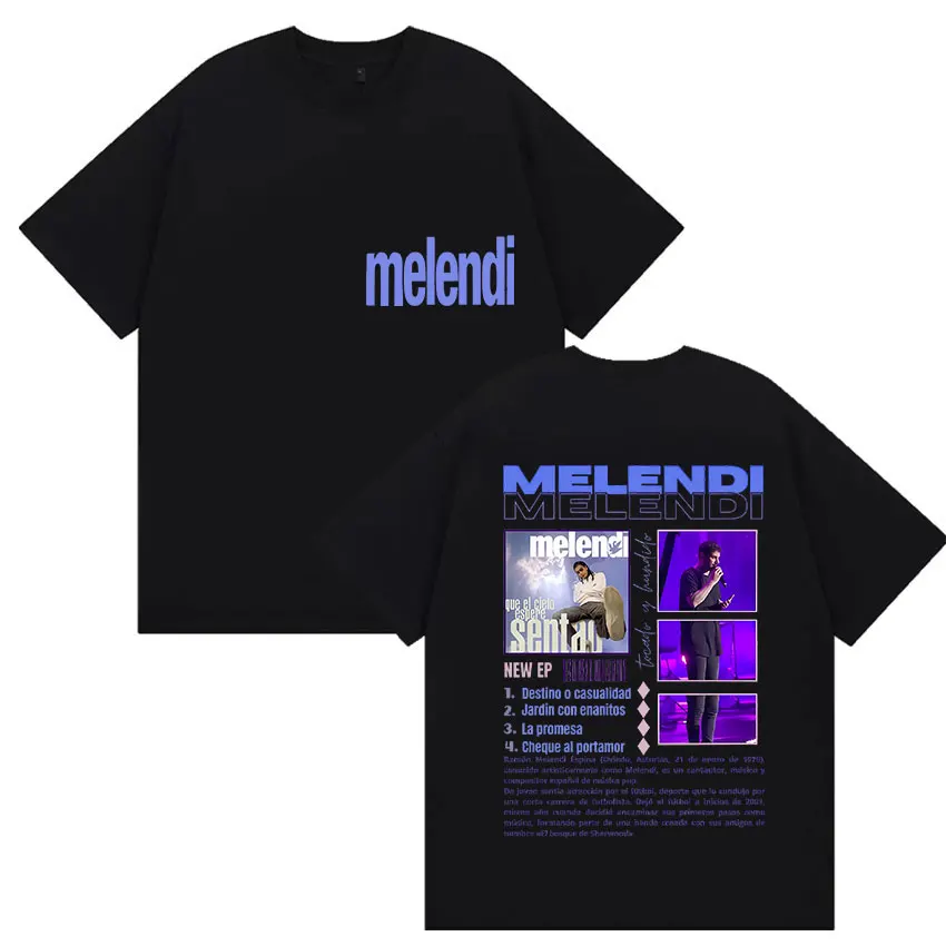 

Rapper Melendi Album Tour 2025 Graphic T Shirts Men's Hip Hop Pop Fans Short Sleeve T-shirt Casual 100% Cotton Tshirt Streetwear