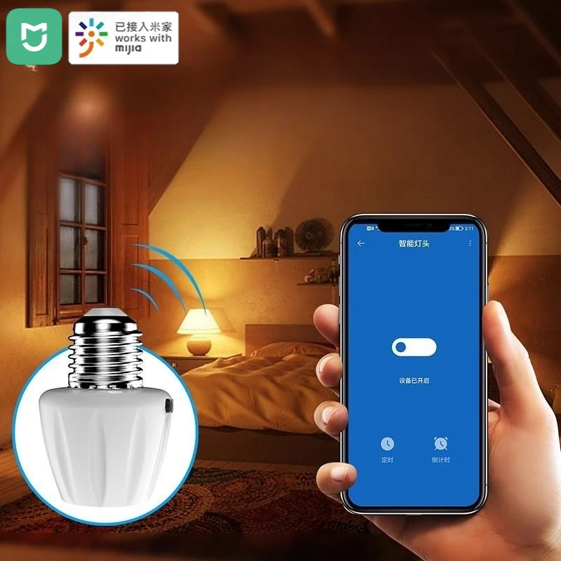 

Xiaomi Home Mijia App Smart Lamp Holder Bluetooth-управляемая лампа E27 Патрон лампы и поддерживает управление мобильным телефоном