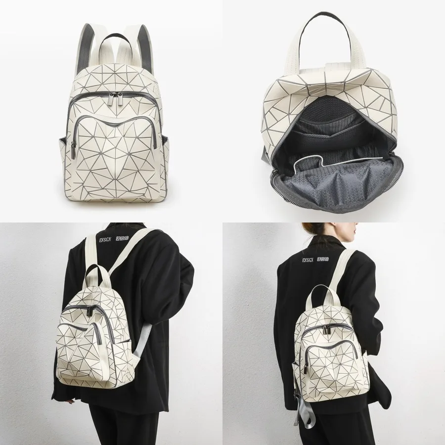 

【New style】Japanese geometric diamond-checked backpack for women traveling large capacity students casual all-matching backpack
