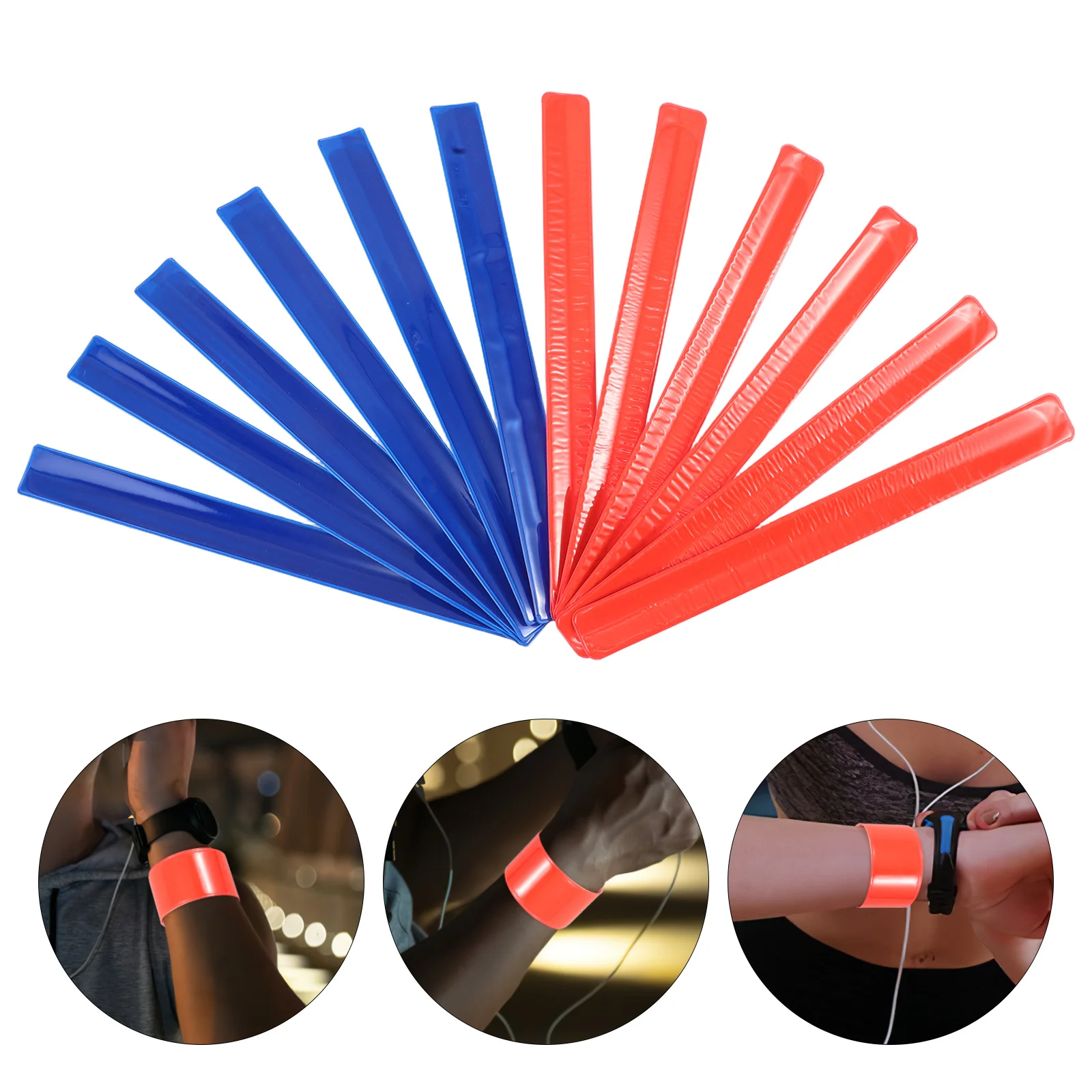 

12Pcs Reflective Safety Slap Bands Running Wristbands Night Walking Cycling High Visibility Reflective Sports Armbands