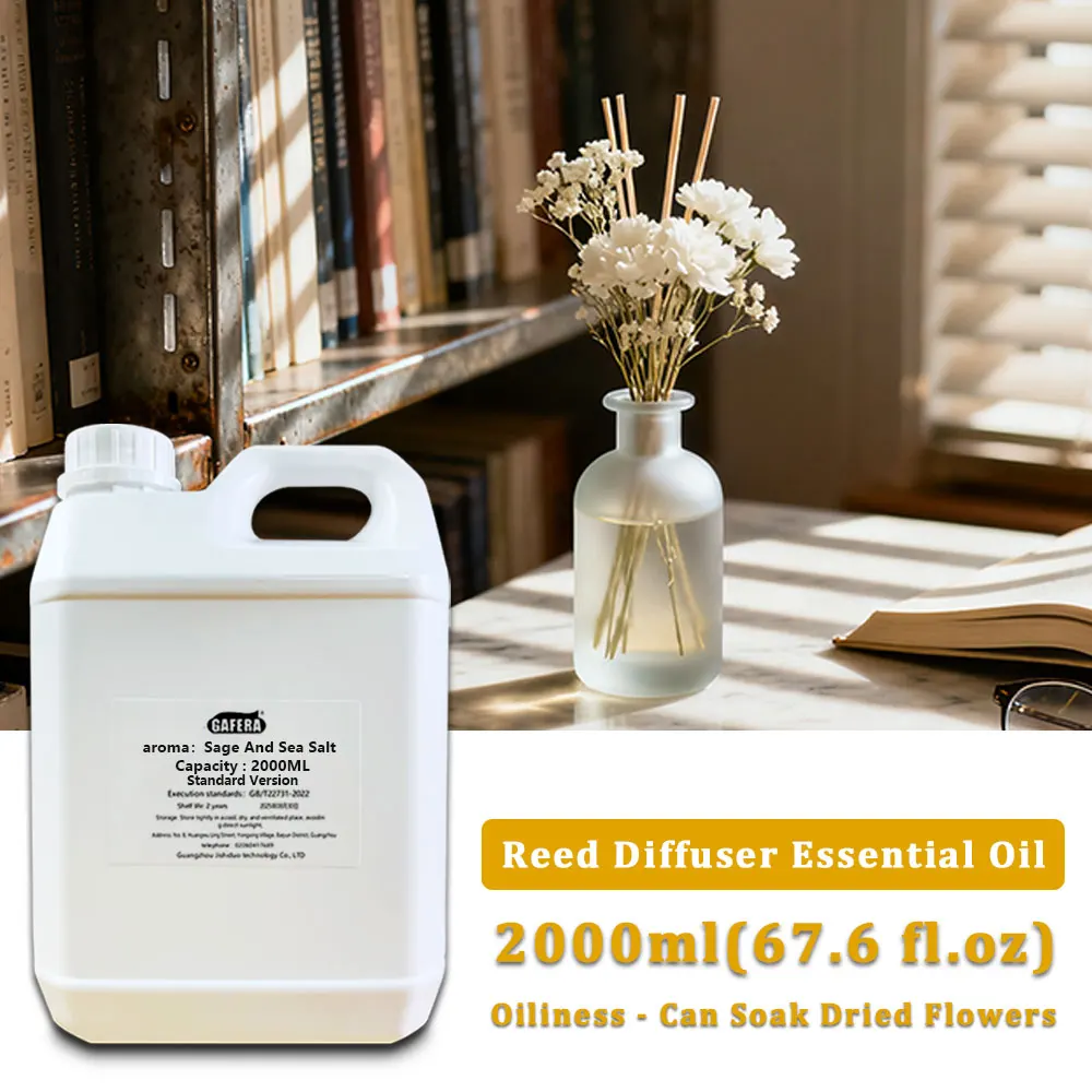 GAFERA 2000ml(67.6 fl.oz) Sage And Sea Salt Vine Diffuser Supplements Essential Oil, For Reed Diffuser & Fireless Aroma Diffuser