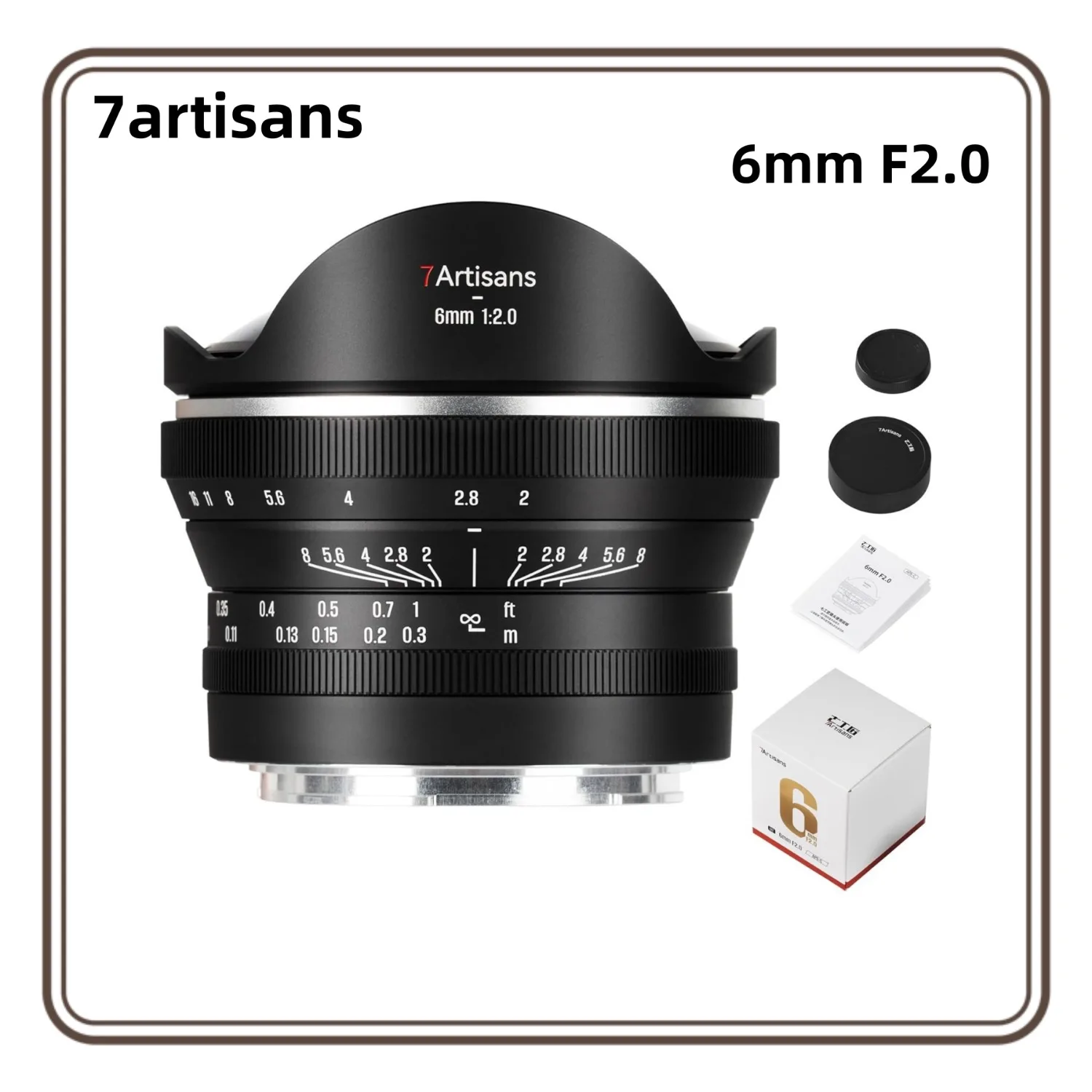 

7artisans 6 мм F2.0 Диагональный объектив «рыбий глаз» APS-C 220 ° Большая диафрагма для крепления Nkion Z Canon RF M4/3 Fuji XF Sony E