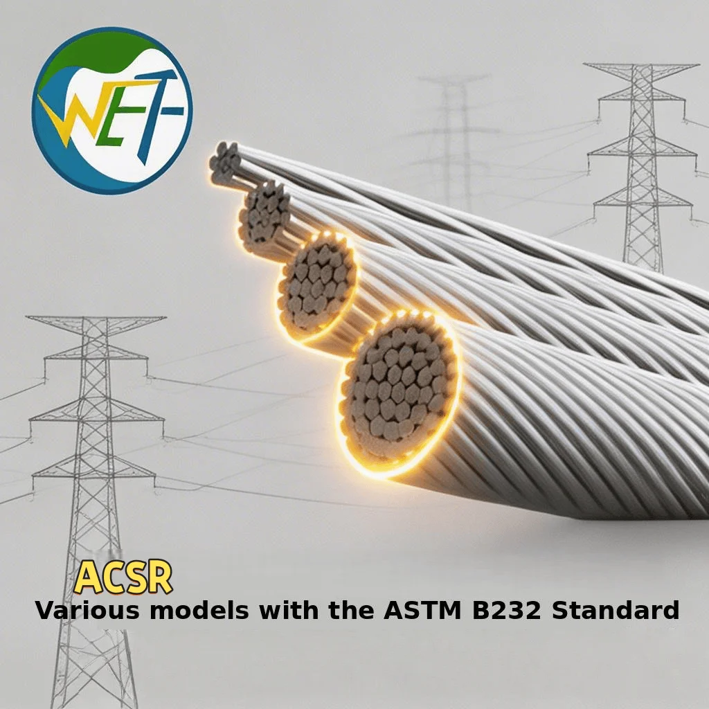 Wolf High Voltage Aluminum Cable Overhead Power Lines 35kV 16A Rated Bare Conductor ASTM B232/IEC 61089/BS 215 Standards