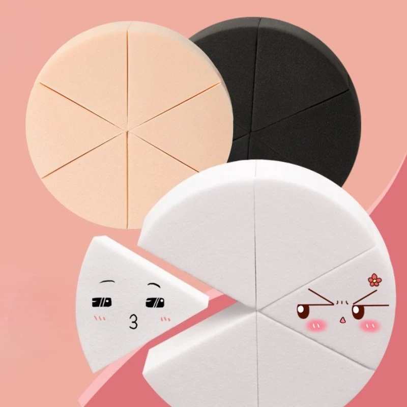 6 stks/set Driehoek Make Up Sponzen Gezicht Foundation Concealer Crème Waaiervormige Detail Poederdons Cosmetica Applicator Gereedschap Zwart