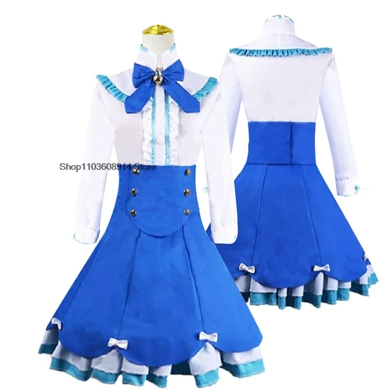 Vanille Cosplay Kostüm rosa Perücke Anime Nekopara Katze Mädchen Frauen Lolita Kleid sexy Uniform Halloween Party blau Kleid Set