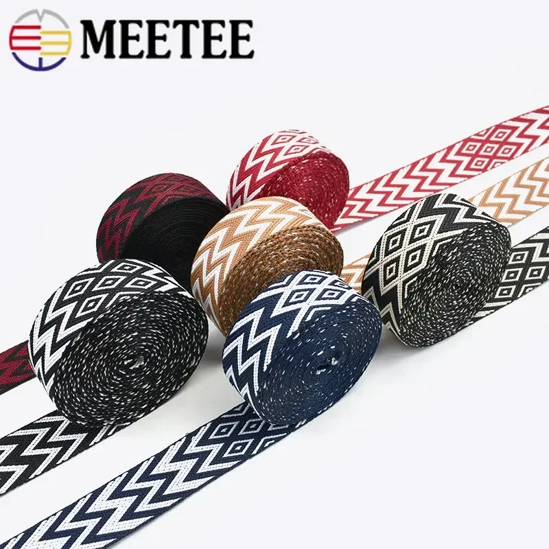 2/5M 2.2mm Thick 38/50mm Polyester Jacquard Webbing Canvas Ribbon for Strap Belt Tape Bag Backpack DIY Sewing Biasband Accessory