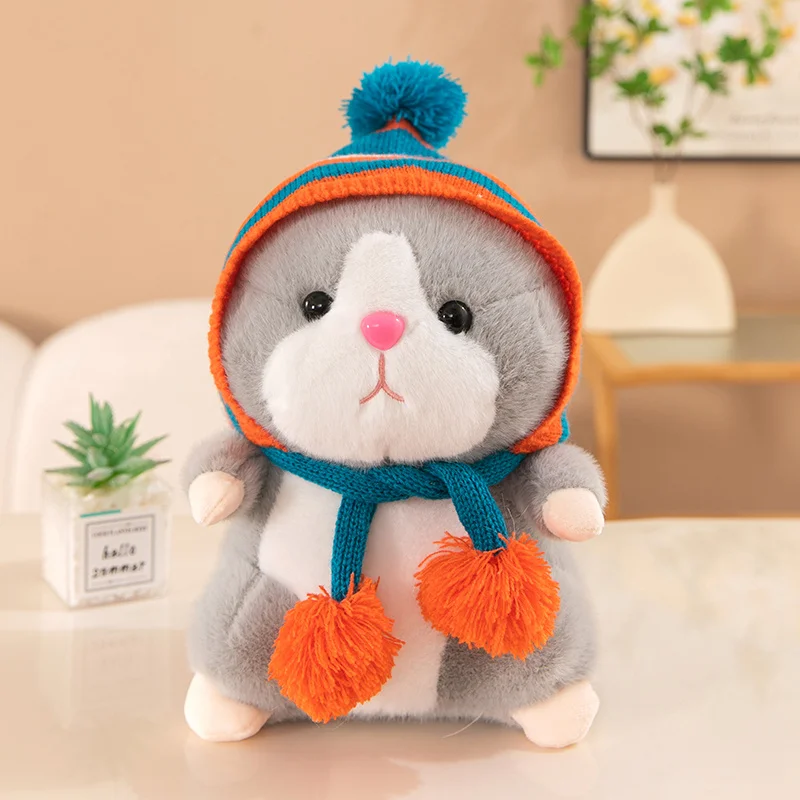 Hamster Wear et chapeau en peluche pour la décoration de la maison, oreiller de sommeil doux, coussin de canapé animal mignon, overd'inde, cadeau d'anniversaire, 25 cm, 30cm