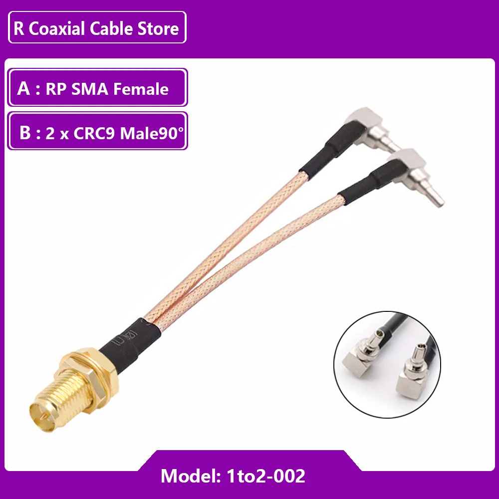 SMA Femaleto 2xCRC9/SMA/TS9 Male Connector Y Type Splitter Combiner Jumper Cable Pigtail RG316 Cable for 4G Antenna Modem router