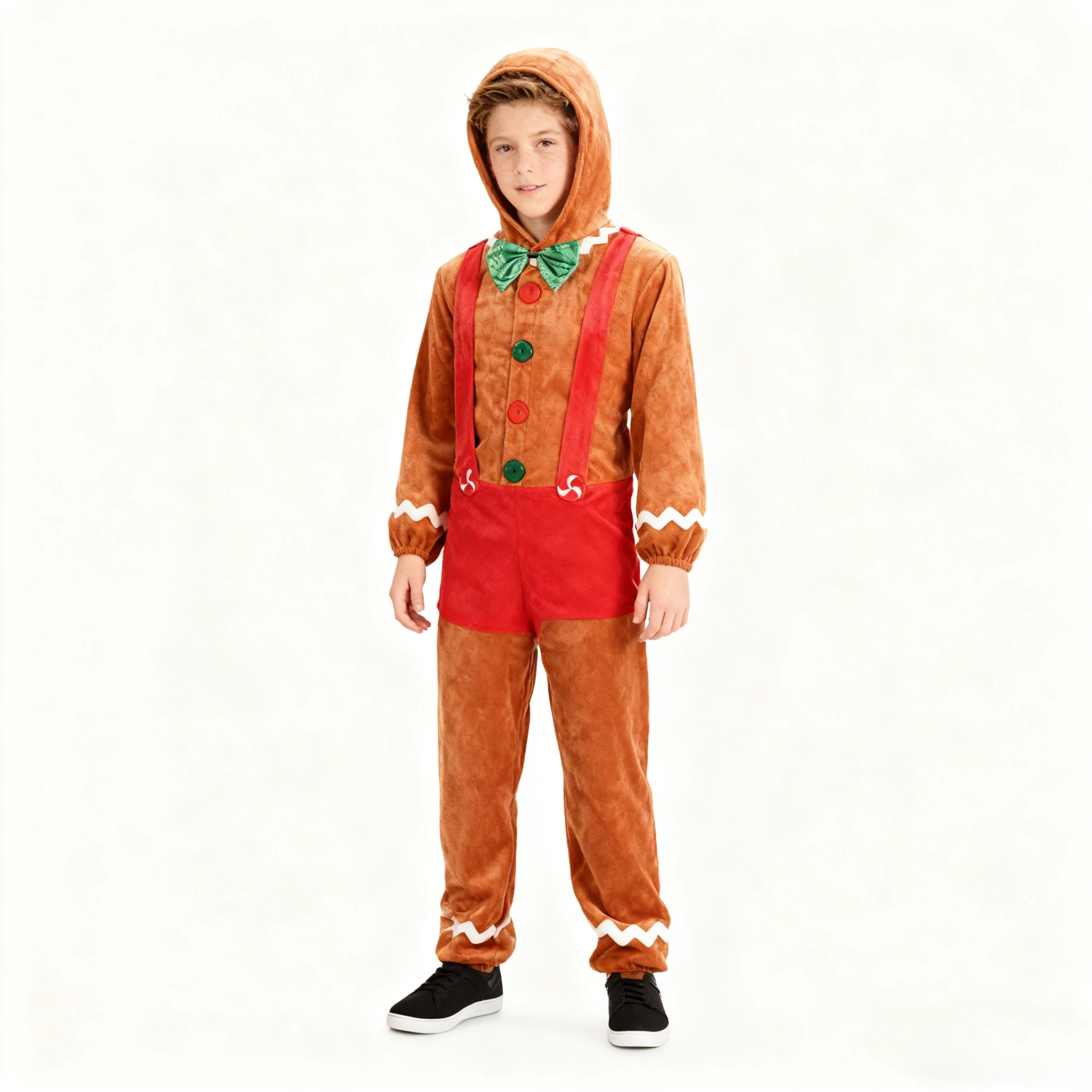 

Adult Kids Gingerbread Cozy Jumpsuit Family Lovely Cookie Pajamas Christmas Party Gingerbread Cookie Cosplay Costume Xmas Gifts